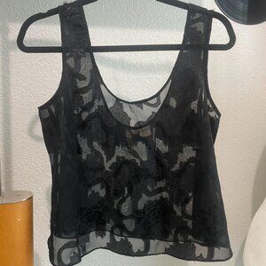 Vintage Victoria’s Secret Black sheer floral tank top